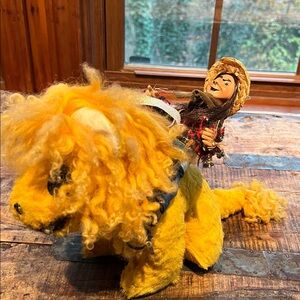 Yellow Plush Lion with Doll Rider